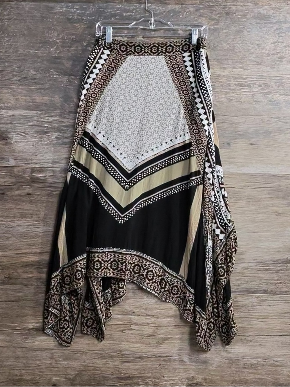 Free People Black and Cream Boho Maxi Skirt